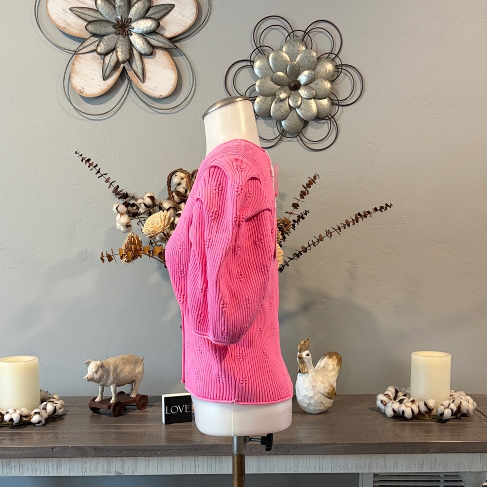 Endless Rose Hot Pink Ribbed Button Cardigan - Picture 3 of 8